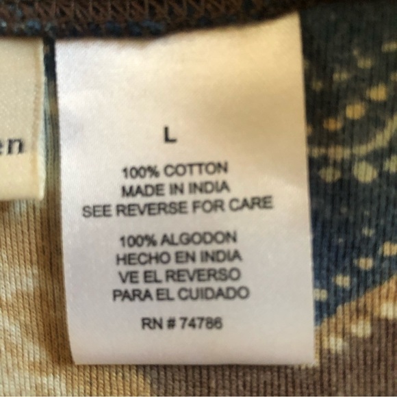 Forbidden Tee brown blue Princess shoulder cap sleeve sparkles beads size Large - Picture 7 of 11